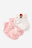 Baby 3Pk Terry Socks, POP PINK/BEAR - example image 1