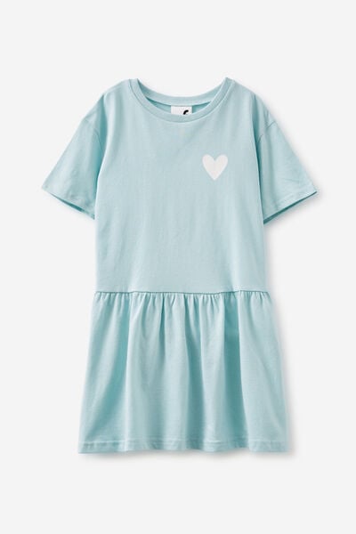 Willow Short Sleeve Dress, BARBER BLUE/HEARTS