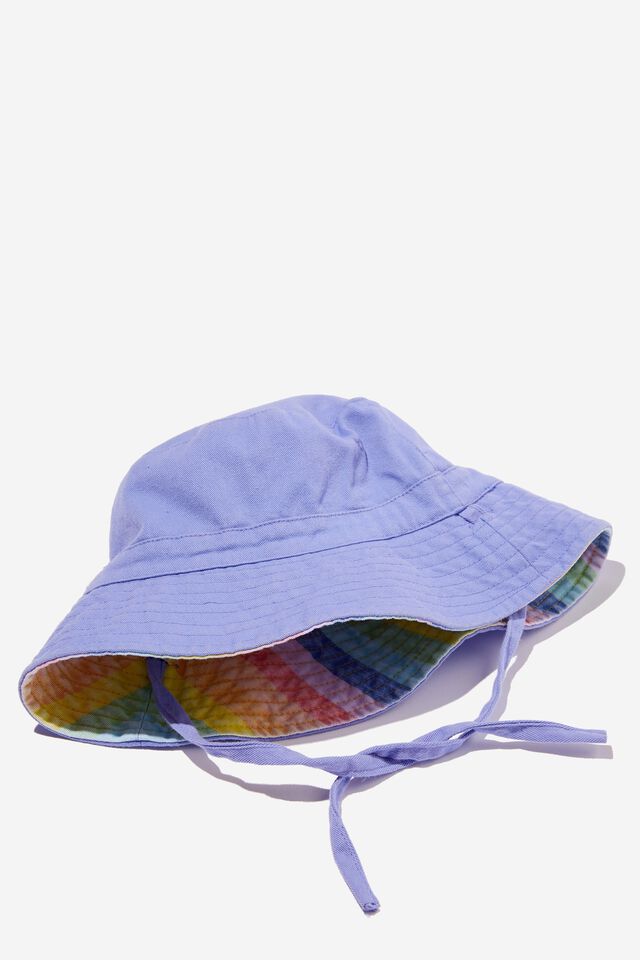 Reversible Bucket Hat, BONDI RAINBOW STRIPE/VIOLET SURF