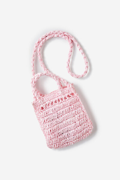 Kids Crochet Cross Body Bag, BLUSH PINK