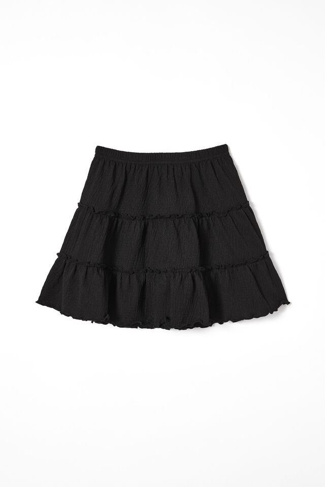 Hallie Tiered Skirt, BLACK