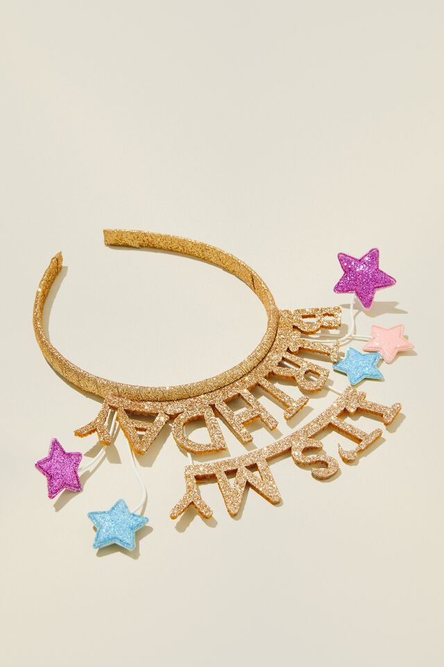 Birthday Headband, GOLDY/MULTI STARS