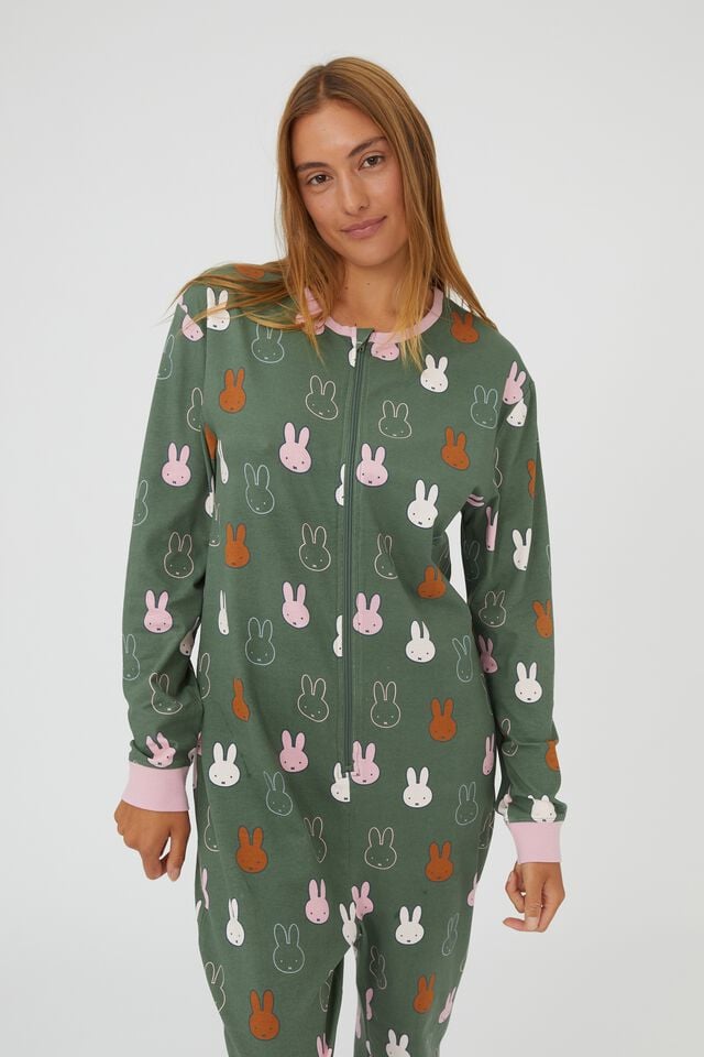 Adults Unisex Long Sleeve All In One Licensed, LCN MIF SWAG GREEN MARSHMALLOW PINK MIFFY
