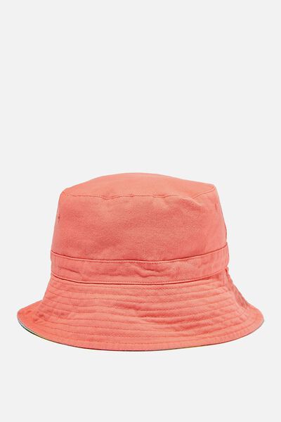 Reversible Bucket Hat, BONDI RAINBOW STRIPE/CORAL DREAMS