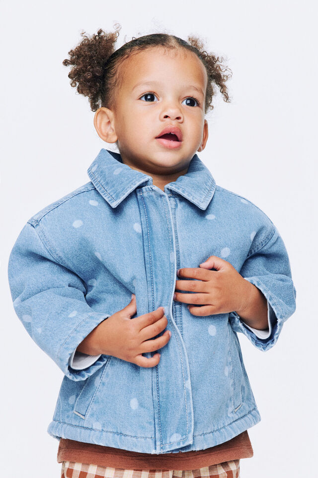 Rae Denim Jacket, BURLEIGH BLUE WASH/POLKA DOT