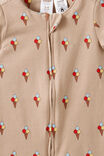 Growie Short Sleeve Zip Romper, LATTE CREAM/SUMMER GELATO - example image 2