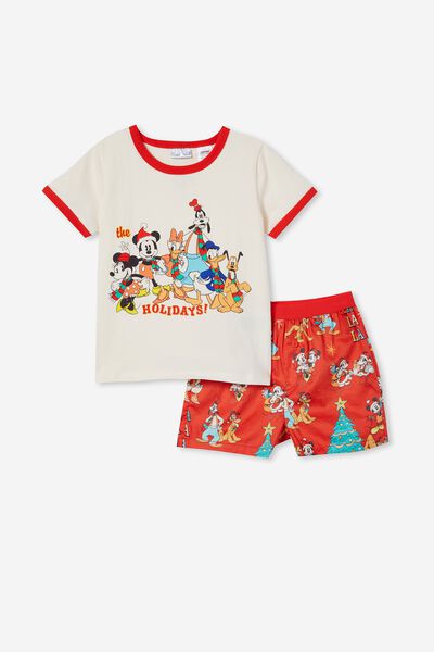 Phoenix Short Sleeve Pyjama Set License, LCN DIS DARK VANILLA/MICKEY HAPPY HOLIDAYS
