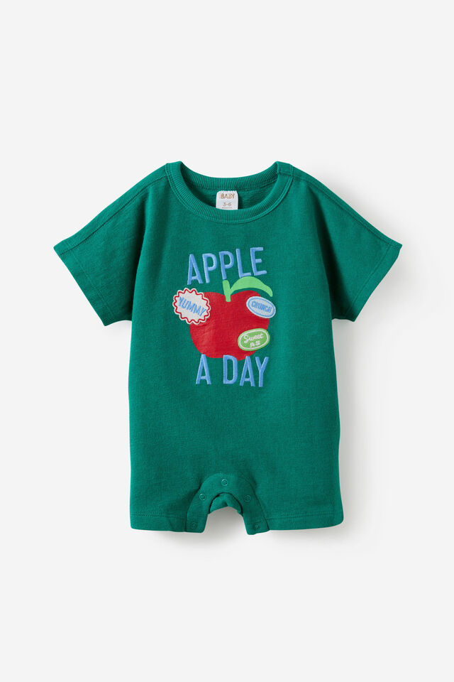 Tyla Knit Playsuit, ENGLISH IVY/APPLE A DAY