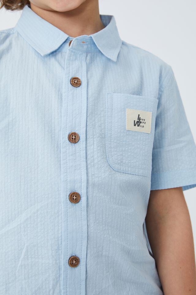 Resort Short Sleeve Shirt, FROSTY BLUE WASH/SEERSUCKER