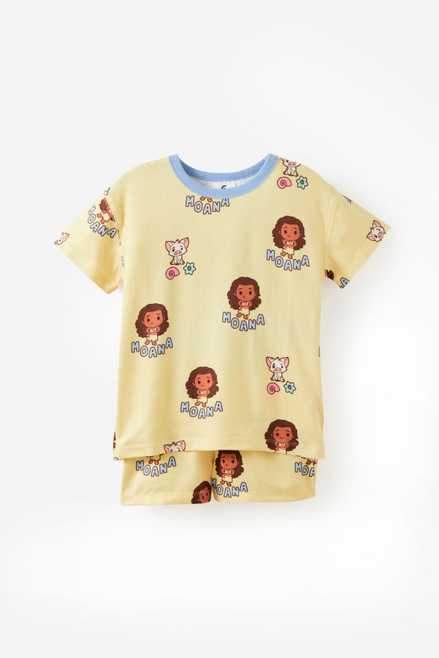 Moana Disney Personalised Snoozesoft Short Sleeve Pj Set, LCN DIS BUTTER YELLOW/MOANA AND PUA