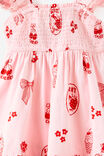 Gigi Flutter Sleeve Dress, BALLET PINK/VARSITY RED MOTIFS - example image 3