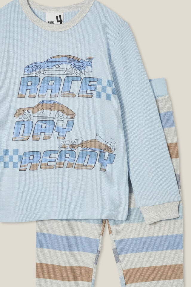 Finley Long Sleeve Pyjama Set, FROSTY BLUE/RACE DAY READY