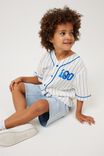 License Baseball Short Sleeve Shirt, LCN DIS VANILLA/NAVY BLAZER STRIPE MICKEY - alternate image 1