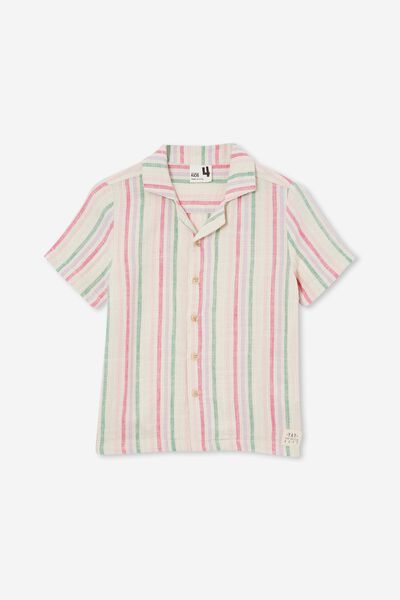 Cabana Short Sleeve Shirt, LIME LIGHT/RAINBOW STRIPE