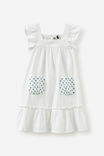 Luna Flutter Sleeve Dress, WHITE/TINY TULIP STAMP - alternate image 1