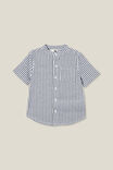 Grandpa Collar Short Sleeve Prep Shirt, IN THE NAVY/VANILLA STRIPE - alternate image 1
