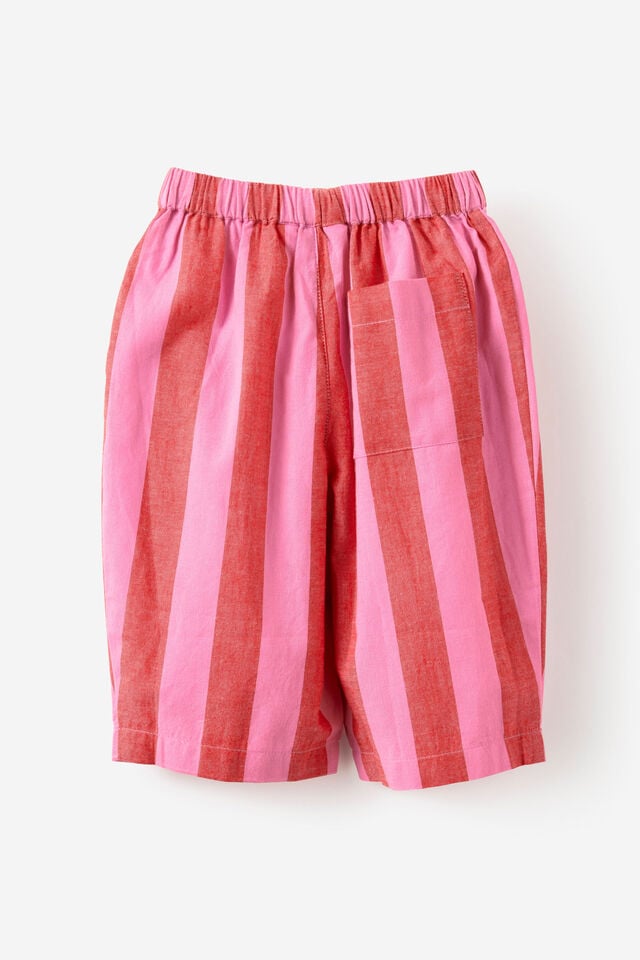 Baby Woven Barrel Pant, STRAWBERRY MILK/VARSITY RED STRIPE