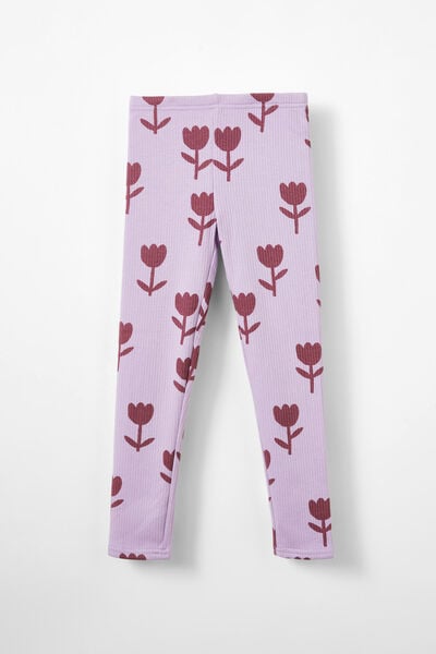 Maya Fleece Legging, LILAC DROP/TULIPS