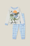 Ace Long Sleeve Pyjama Set, OATMEALE MARLE/DINO SKATE - alternate image 1