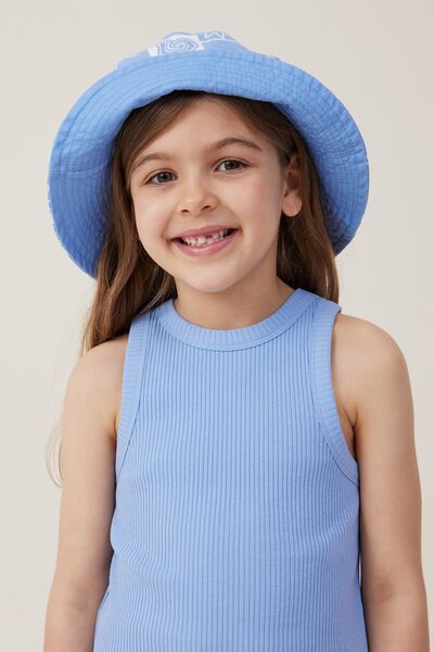 Kids Reversible Bucket Hat, AMALFI SHAPES/DUSK BLUE