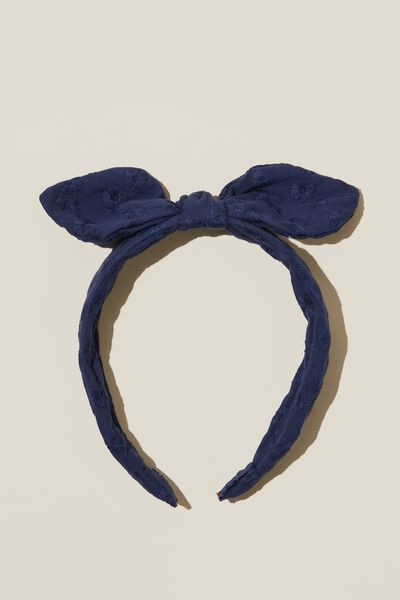 Bailee Bow Headband, IN THE NAVY/BRODERIE
