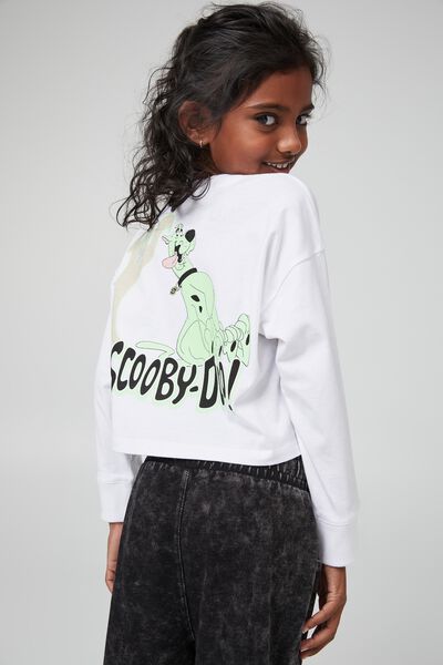 License Cropped Long Sleeve Tee, LCN WB SCOOBY DOO GHOST/WHITE