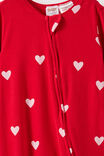 Growie Long Sleeve Zip Romper, VARSITY RED/LOVE HEARTS - example image 2