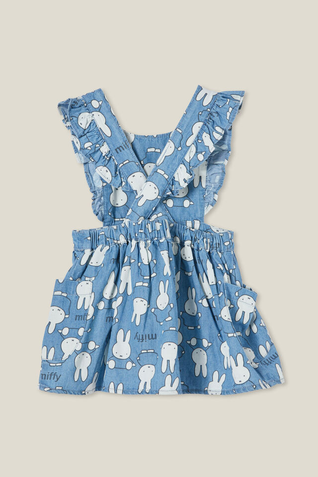Paige Ruffle Pinafore Dress-Lcn, LCN MIFF MID BLUE/MIFFY CHAMBRAY