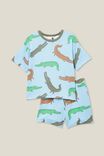 Damon Short Sleeve Pyjama Set, SKAY HAZE/CROCODILE SNAP - alternate image 5