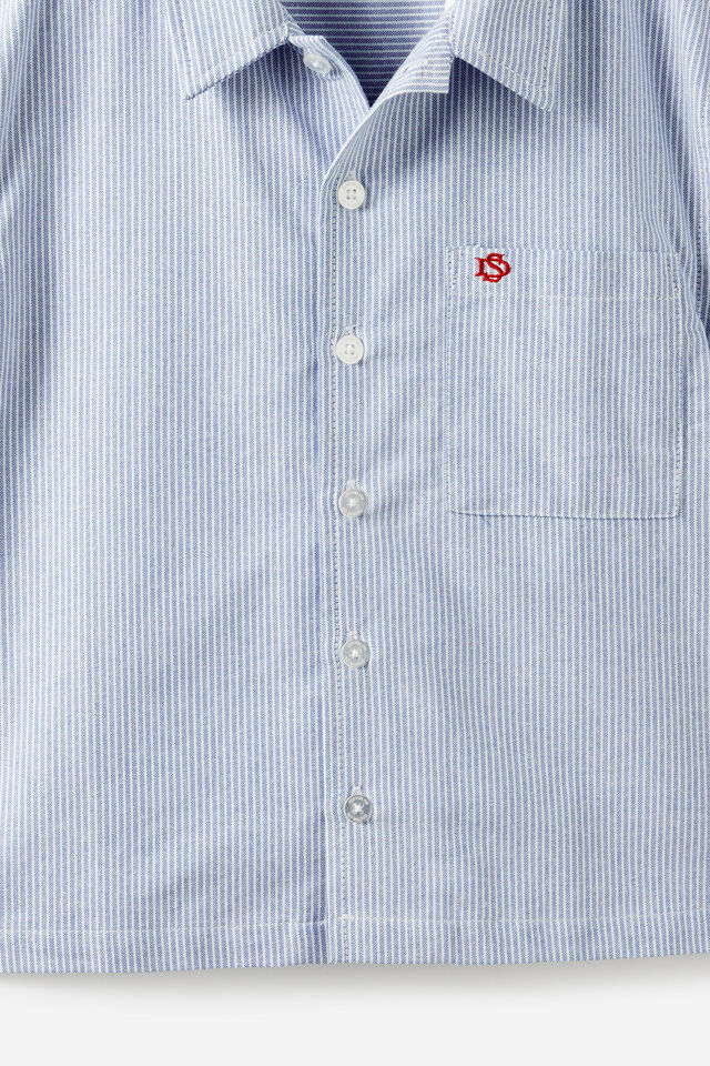 Jasper Boxy Skate Shirt, BLUE STRIPE EMB
