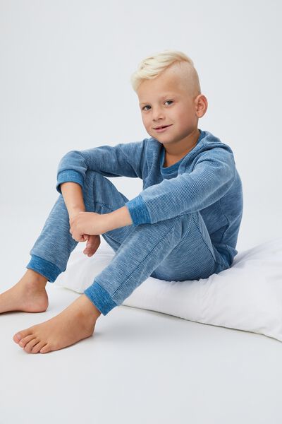 Archie Long Sleeve Pyjama Set, SUBMARINE BLUE