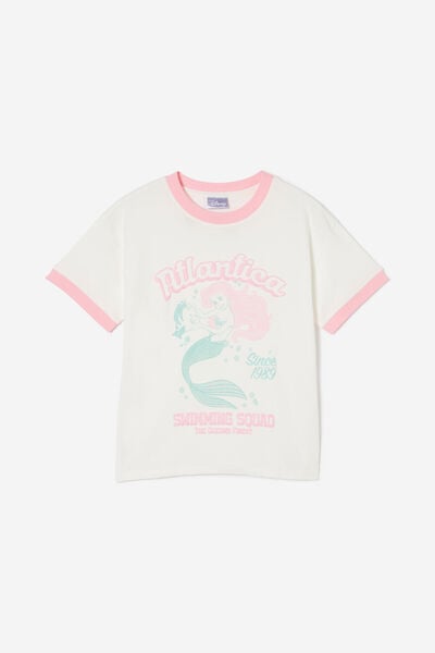 Camiseta - Disney Drop Shoulder Short Sleeve Tee, LCN DIS ARIEL ATLANTICA/VANILLA