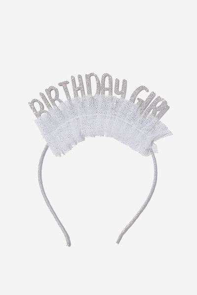 Birthday Headband, SILVERY GLITTER BIRTHDAY GIRL