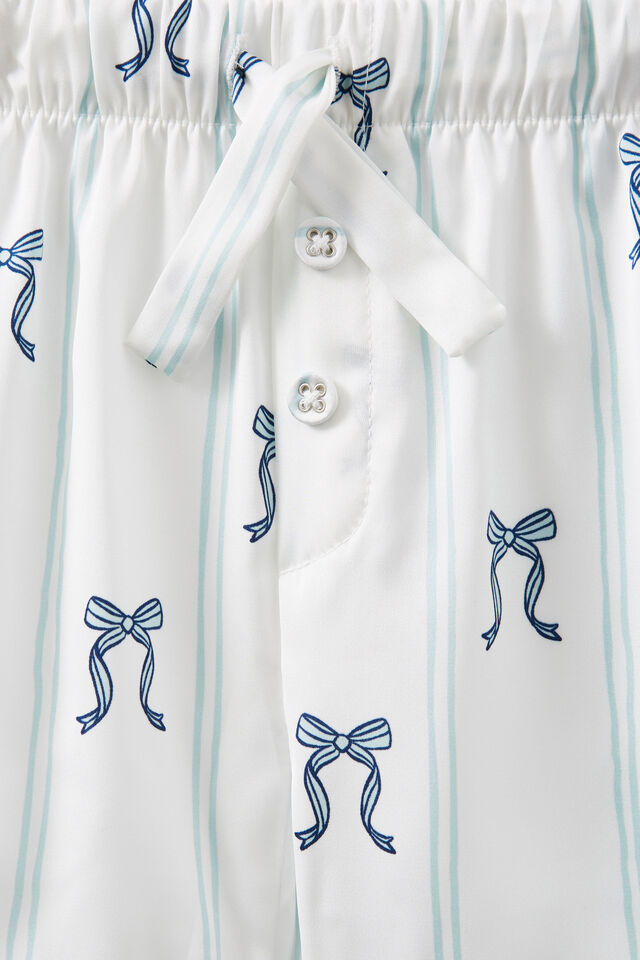 Casey Short Sleeve Pyjama Set, BARBER BLUE/STRIPE BOWS