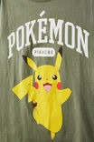 License Drop Shoulder Short Sleeve Tee, LCN POK SWAG GREEN/POKEMON PIKACHU - alternate image 2