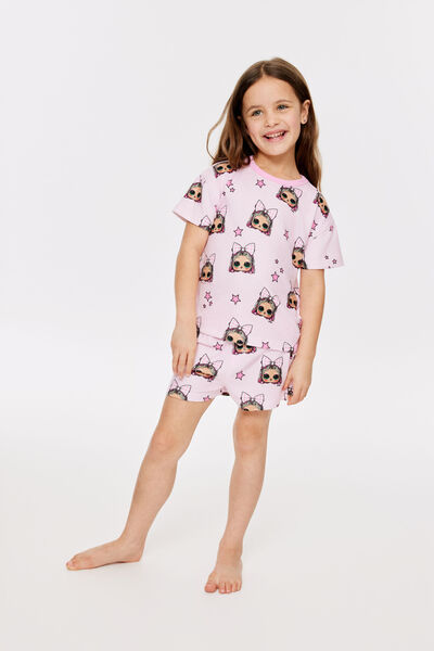 Snoozesoft Short Sleeve Pj Set License, LCN LOL BALLET PINK/LOL STARS