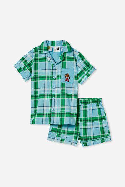 Riley Kids Unisex Short Sleeve Pyjama Set Licensed, LCN DRS HEAVEN BLUE/MAX CHECK