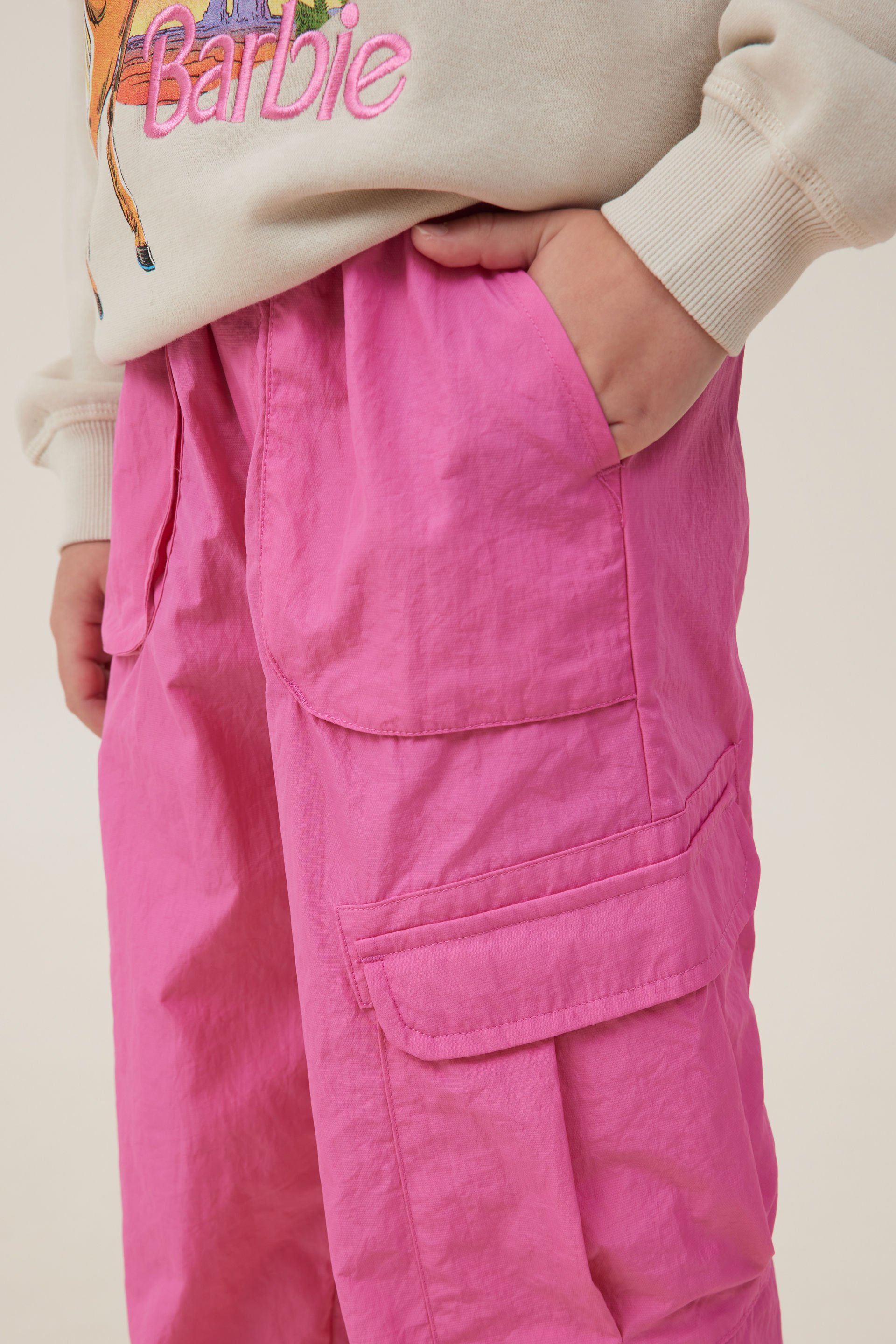 W Pink Cotton Embroidered Slim Pants