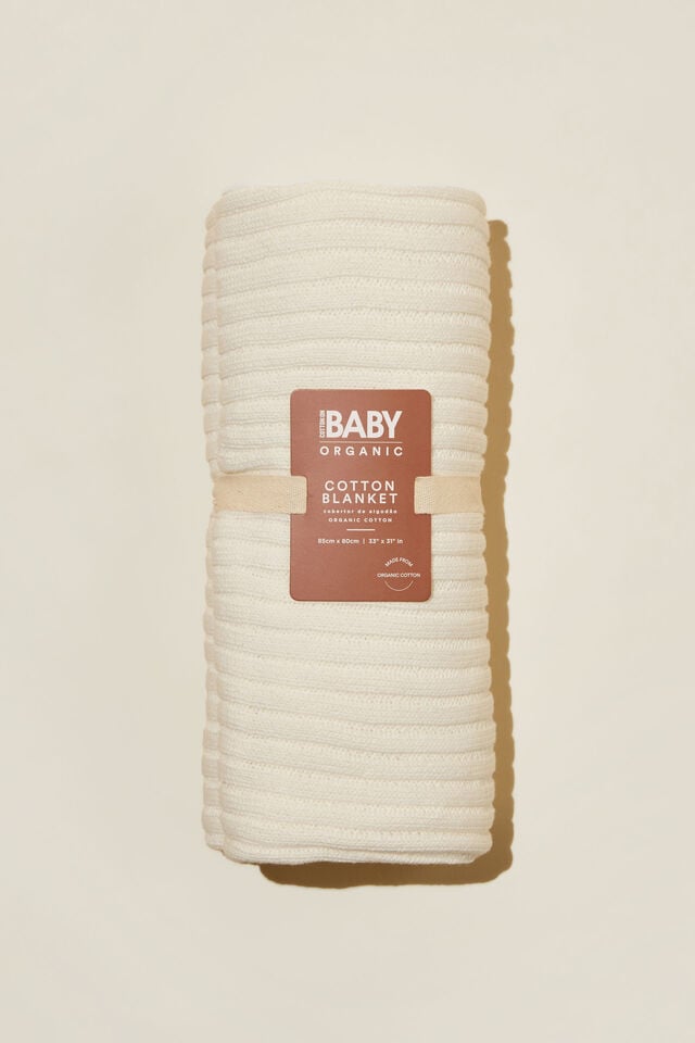 Cobertor - Organic Rib Knit Blanket, MILK