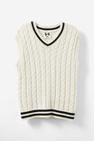 Kingsley Knit Vest, DARK VANILLA/CABLE STRIPE - alternate image 1