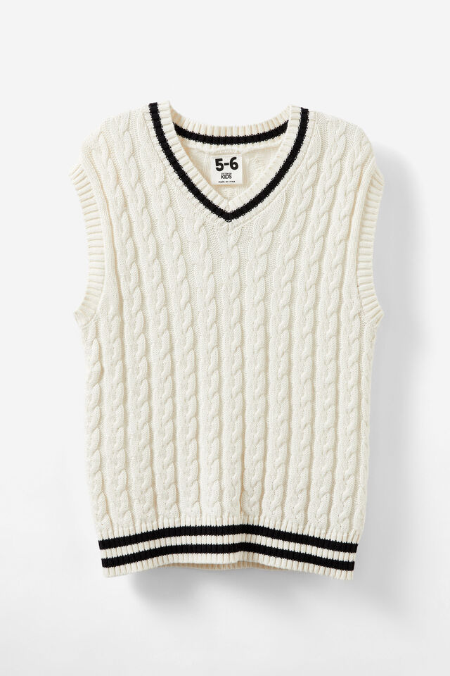 Kingsley Knit Vest, DARK VANILLA/CABLE STRIPE