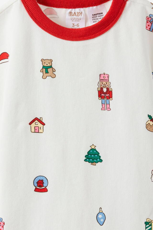 Baby Dreamdrift Family Xmas Romper, VANILLA/EVERYTHING CHRISTMAS