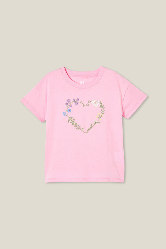 Poppy Short Sleeve Print Tee, CALI PINK/FLOWER HEART