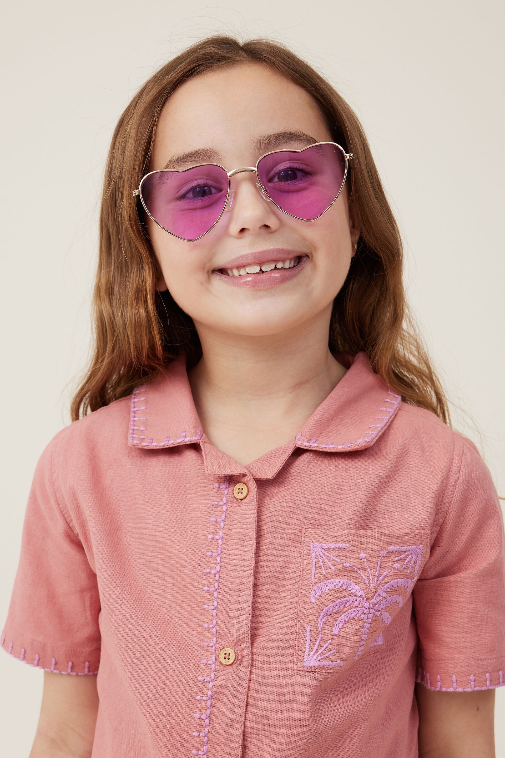Kids Hayley Heart Metal Sunglasses