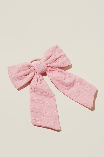 Bailee Bow Hair Tie, MARSHMALLOW/BRODERIE