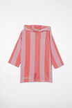 Kids Zip Thru Hooded Towel - Personalised, BLUSH PINK/CORAL FIZZ STRIPE - alternate image 1