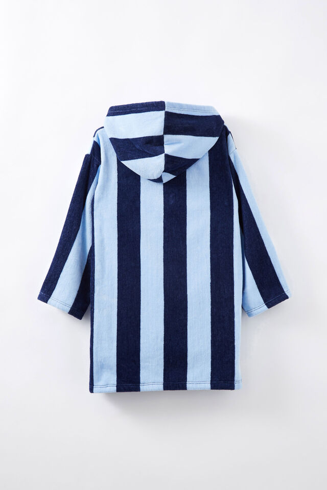 Kids Zip Thru Hooded Towel - Personalised, IN THE NAVY/DUSK BLUE LIGHT STRIPE