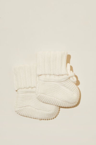 Organic Newborn Knit Booties, MILK
