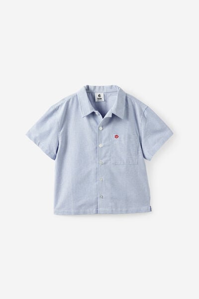 Jasper Boxy Skate Shirt, BLUE STRIPE EMB