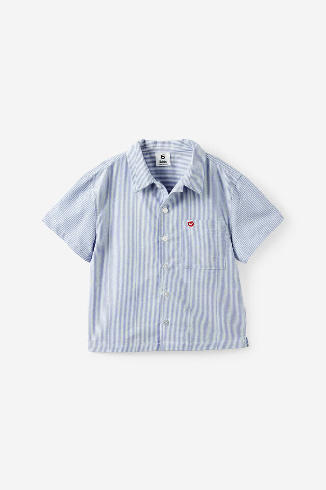 Jasper Boxy Skate Shirt, BLUE STRIPE EMB